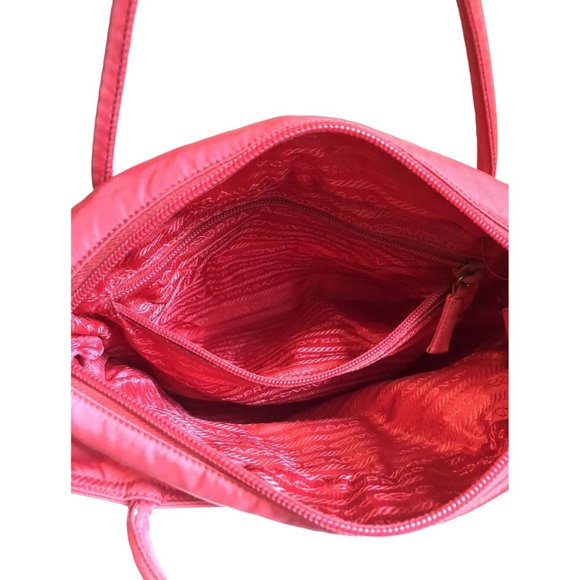 Authentic PRADA Red Nylon Tote Hand Bag Purse, Made in Italy - Picture 10 of 12